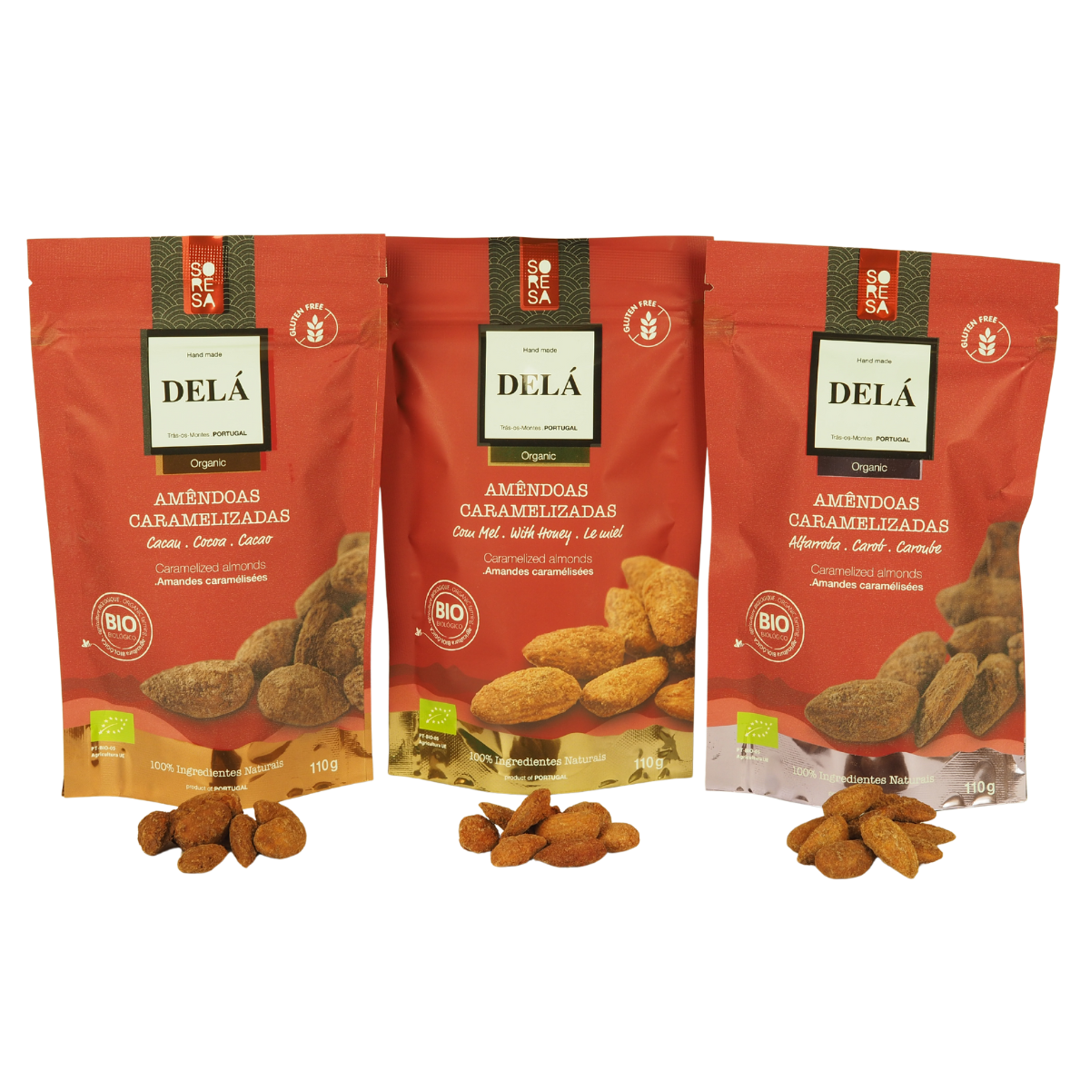 Pack Découverte DELÁ – Amandes Caramélisées Artisanales (3 Saveurs)