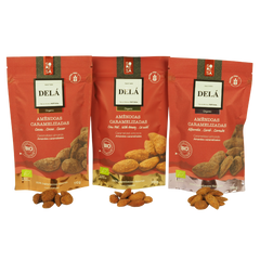 Pack Découverte DELÁ – Amandes Caramélisées Artisanales (3 Saveurs)